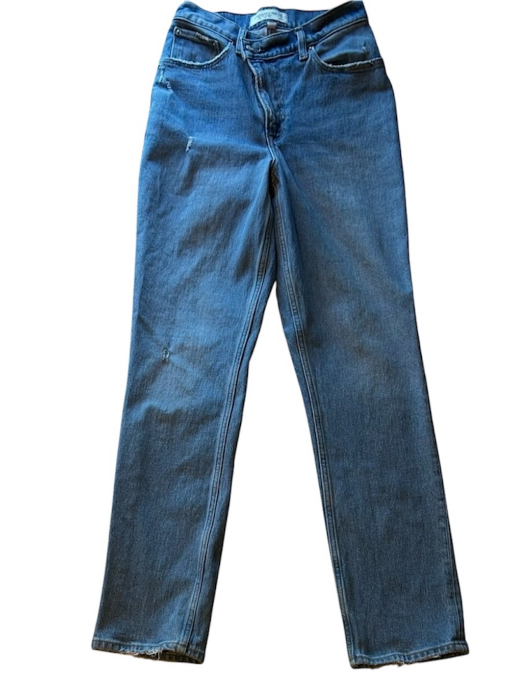 Abercrombie Curve Love 90s Straight High Rise Jeans 25 Asymmetric Criss-Cross